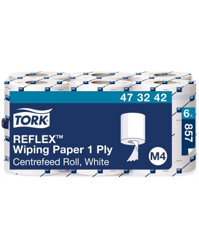 Кухненска хартия Tork - Reflex Wiping, M4, 6 х 857 къса, бяла - 1