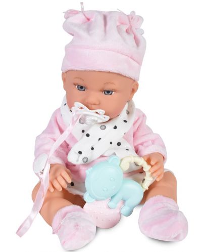 Кукла-бебе Moni Toys - С розово халатче и аксесоари, 36 cm - 3
