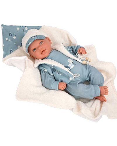 Кукла-бебе Arias - Бруно със син костюм и аксесоари, 45 cm - 7