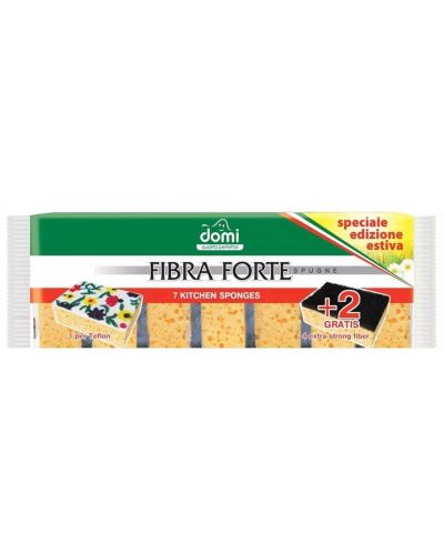 Кухненски гъби Domi - Fibra Forte, 5+2 броя, жълти - 1