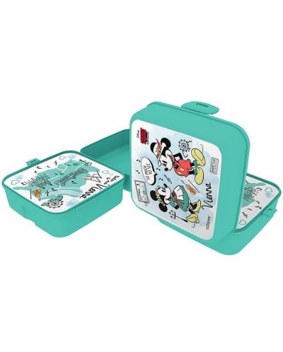 Кутия за храна Disney - Мики и Мини Маус, 1000 ml, зелена - 1