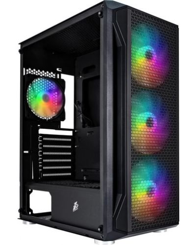 Кутия 1stPlayer - Firebase X5 RGB, mid tower, черна/прозрачна - 1