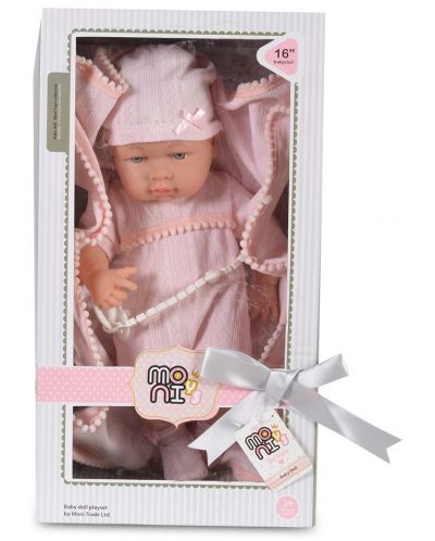 Кукла-бебе Moni Toys - С розово одеялце и розова шапка, 41 cm - 3