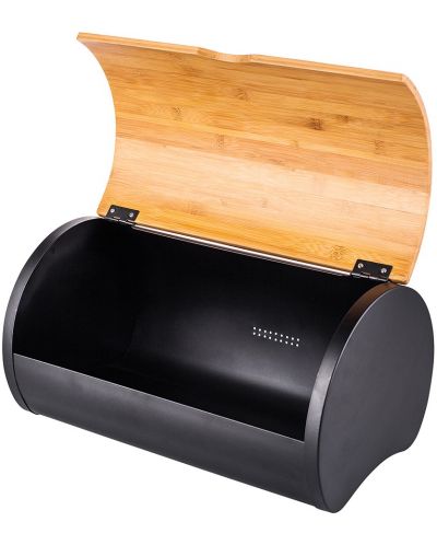 Кутия за хляб ADS - Steel, 37.7 x 24.3 x 20.4 cm, с бамбуков капак - 4