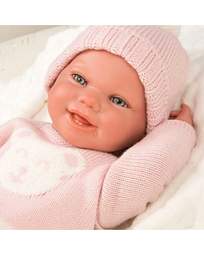 Кукла-бебе Arias - Адриана с розов плетен костюм, 40 cm - 3