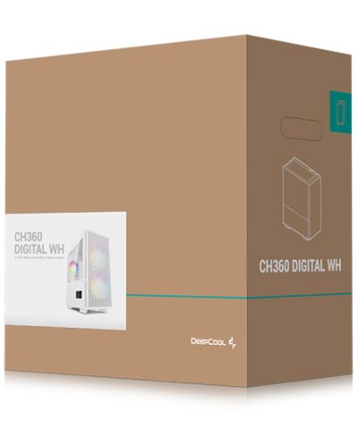 Кутия DeepCool - CH360 Digital White, mini tower, бяла/прозрачна - 10