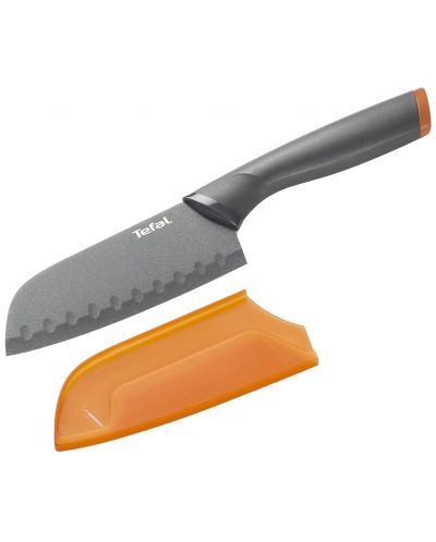 Кухненски нож Tefal - Fresh Kitchen Santoku, K2320614, 12 cm, сив/оранжев - 4