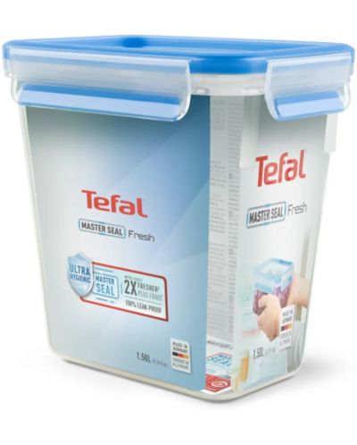 Kутия за храна Tefal - Clip & Close, K3021912, 1.6 L, синя - 2