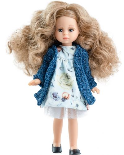 Кукла Paola Reina Mini Amigas - Инес, с рокля и плетена жилетка, 21 cm - 1