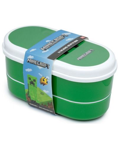 Кутия за храна Puckator - Minecraft Creeper, с прибори - 9