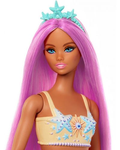 Кукла Barbie - Барби русалка с лилава коса и синя корона - 3