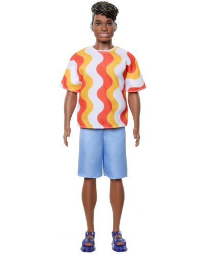 Кукла Barbie Fashionistas - Кен, с оранжево-бяла тениска - 4