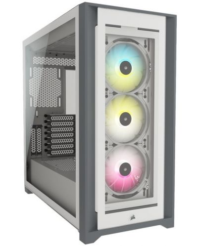 Кутия Corsair - iCUE 5000X RGB, mid tower, бяла/прозрачна - 1
