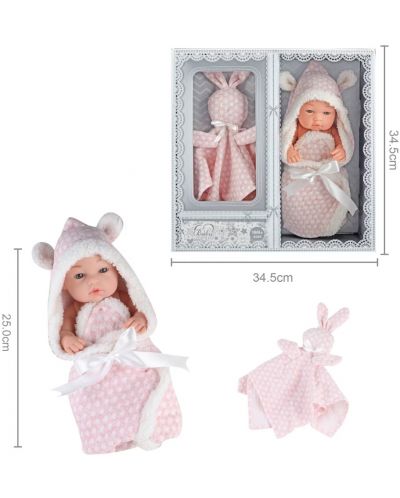 Кукла-бебе Raya Toys Baby So Lovely - Новородено с играчка, 25 cm, розова - 3