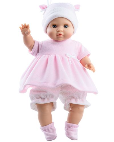Кукла-бебе Paola Reina Manus - Ейми, с розова туника и панталонки, 36 cm - 1