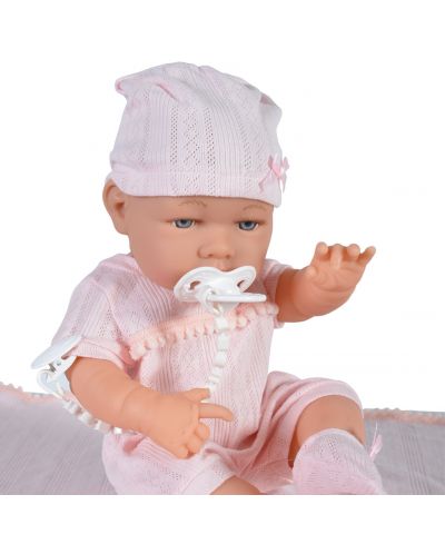 Кукла-бебе Moni Toys - С розово одеялце и розова шапка, 41 cm - 2