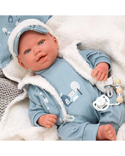 Кукла-бебе Arias - Бруно със син костюм и аксесоари, 45 cm - 6