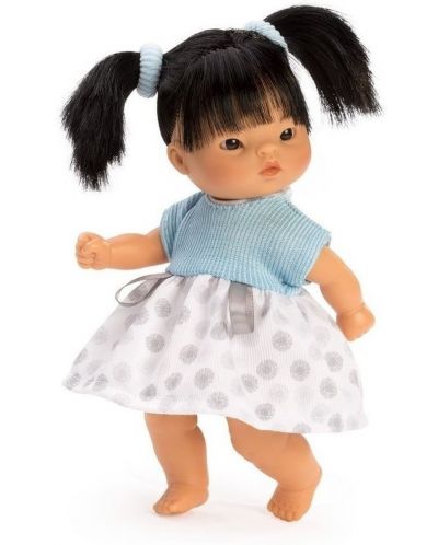 Кукла Asi Dolls Bombonchin - Чени, със синя рокля и две опашки, 20 cm - 1
