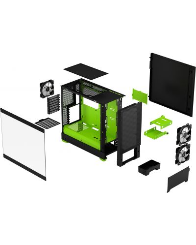 Кутия Fractal Design - Pop Air RGB, mid tower, зелена/черна/прозрачна - 10