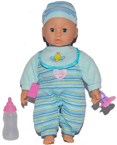 Кукла-бебе Raya Toys - С функции и аксесоари, синьо - 2