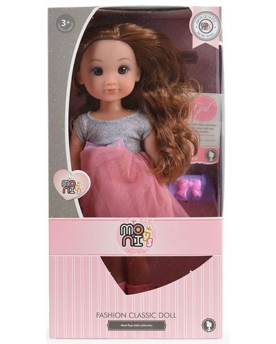 Кукла Moni Toys - С рокля с розов тюл и розови ботуши, 36 cm - 2
