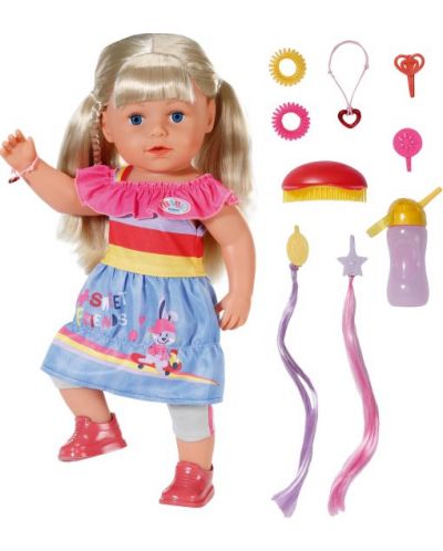 Кукла-бебе Zapf Creation, Baby Born - С дълга коса и аксесоари - 1
