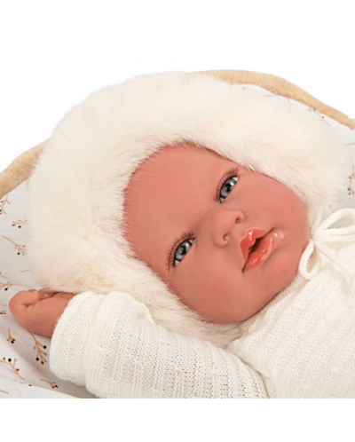 Кукла-бебе Arias - Александра със спален чувал в бежово, 40 cm - 7