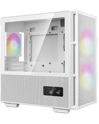 Кутия DeepCool - CH360 Digital White, mini tower, бяла/прозрачна - 2