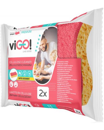 Кухненски гъби viGО! - Premium, целулоза, 2 броя - 3