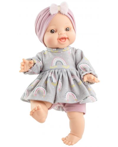 Кукла-бебе Paola Reina Los Gordis - Аник, с туника на дъгички и тюрбан, 34 cm - 1