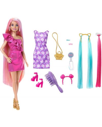 Кукла Barbie Fun & Fancy Hair - С дълга цветна коса и аксесоари - 3