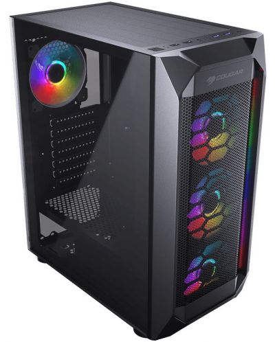 Кутия COUGAR - MX410 Mesh-G RGB, mid tower, черна/прозрачна - 5