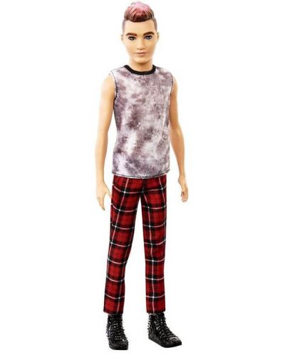 Кукла Mattel Barbie Fashionistas - Кен, с кариран панталон и потник - 1
