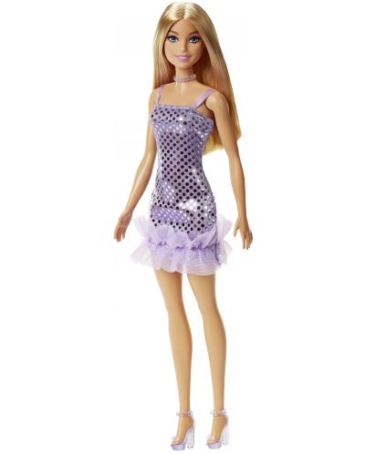 Кукла Barbie - С лилава рокля с пайети - 1