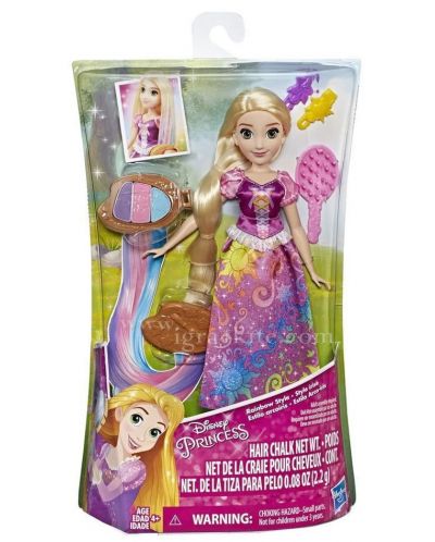 Кукла Hasbro Disney Princess - Рапунцел с коса в цветовете на дъгата - 1