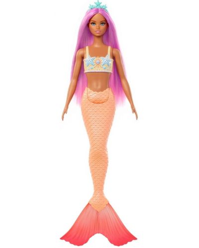Кукла Barbie - Барби русалка с лилава коса и синя корона - 1