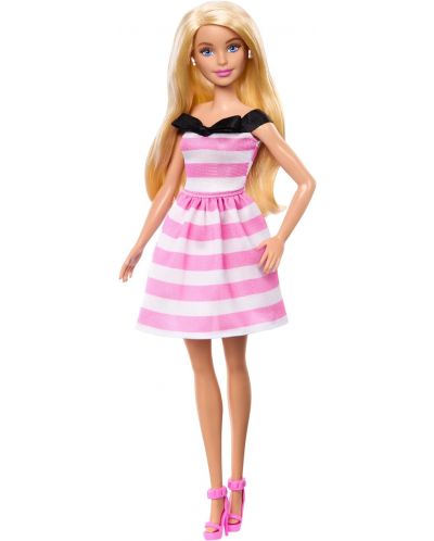 Кукла Barbie - 65-та годишнина, с рокля на розови райета - 2