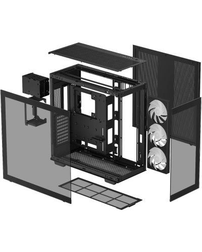 Кутия DeepCool - CH780 Dual-Chamber, full tower, черна/прозрачна - 9