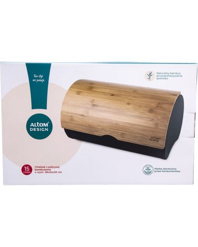 Кутия за хляб ADS - Steel, 37.7 x 24.3 x 20.4 cm, с бамбуков капак - 6
