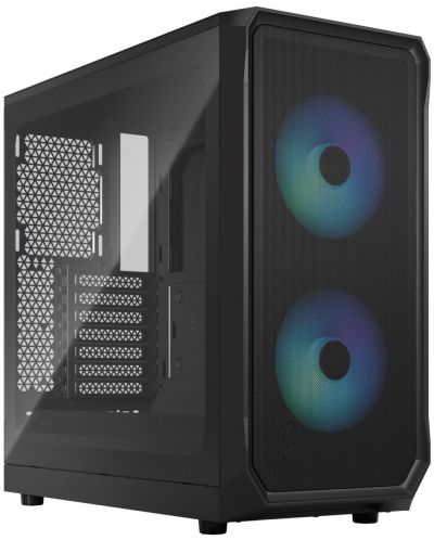 Кутия Fractal Design - Focus 2 RGB, mid tower, черна/прозрачна - 1