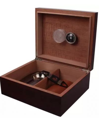 Кутия за пури (хумидор) WinJet - С пепелник, калъф и ножица, махагон - 1
