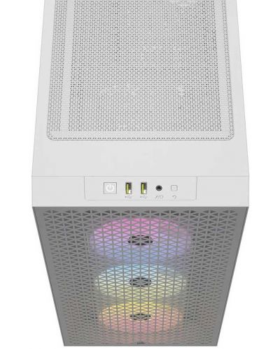 Кутия Corsair - 3000D RGB, mid tower, бяла/прозрачна - 2