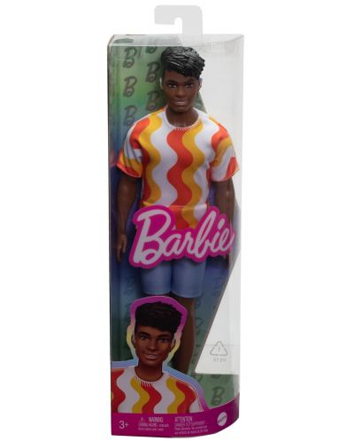 Кукла Barbie Fashionistas - Кен, с оранжево-бяла тениска - 6