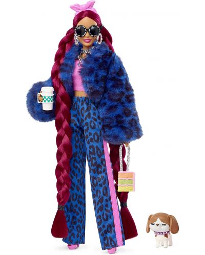 Кукла Barbie Extra - С червена коса на плитки, кученце и аксесоари - 1