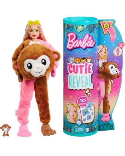 Кукла супер изненада Barbie - Color Cutie Reveal, маймуна - 1