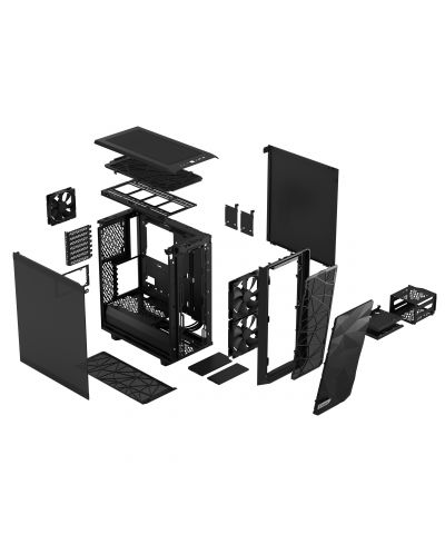 Кутия Fractal Design - Meshify 2 Compact TG Dark, mid tower, черна/прозрачна - 8