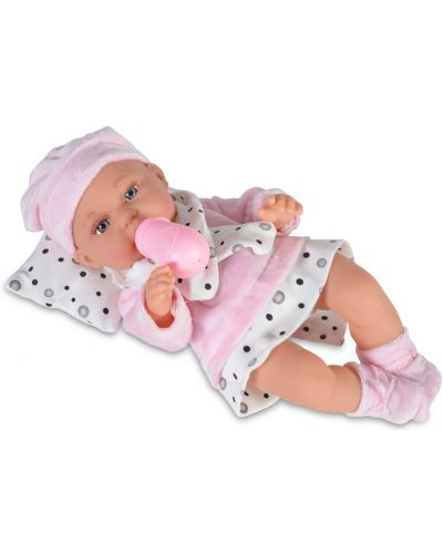 Кукла-бебе Moni Toys - С розово халатче и аксесоари, 36 cm - 2