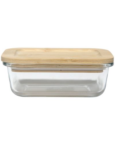Кутия от закалено стъкло с бамбуков капак HIT - 380 ml - 1
