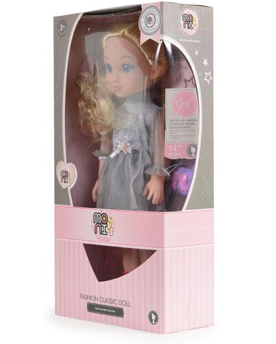 Кукла Moni Toys - Със сребриста рокля и розови ботуши, 36 cm - 3
