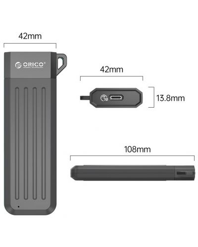 Кутия за SSD Orico - MM2C3-G2-GY-BP, USB 3.1, сива - 2
